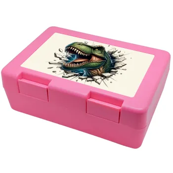 Dinosaur break wall, Παιδικό δοχείο κολατσιού ΡΟΖ 185x128x65mm (BPA free πλαστικό)