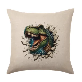 Dinosaur break wall, Μαξιλάρι καναπέ ΛΙΝΟ 40x40cm περιέχεται το  γέμισμα