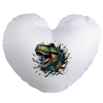 Dinosaur break wall, Μαξιλάρι καναπέ καρδιά 40x40cm περιέχεται το  γέμισμα
