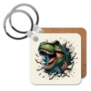 Dinosaur break wall, Μπρελόκ Ξύλινο τετράγωνο MDF