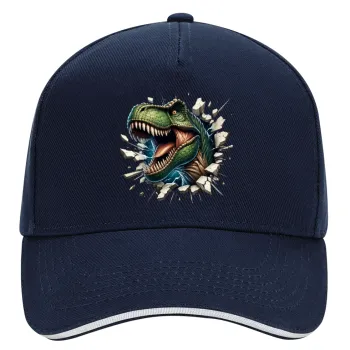Dinosaur break wall, DRILL Adult Ultimate Hat BLUE/WHITE, (100% COTTON, ADULT, UNISEX, ONE SIZE)