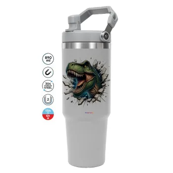 Dinosaur break wall, ΓΚΡΙ χρώματος Θερμός Ανοξείδωτο 890ml (30oz) με χερούλι