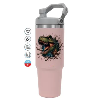 Dinosaur break wall, ΡΟΖ χρώματος Θερμός Ανοξείδωτο 890ml (30oz) με χερούλι