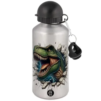 Dinosaur break wall, Μεταλλικό παγούρι νερού, Ασημένιο, αλουμινίου 500ml
