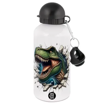 Dinosaur break wall, Metal water bottle, White, aluminum 500ml