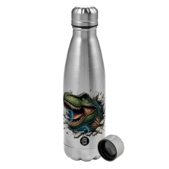 Dinosaur break wall, Metallic water bottle, stainless steel, 750ml