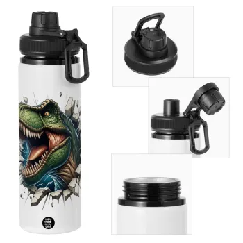 Dinosaur break wall, Metal water bottle with safety cap, aluminum 850ml