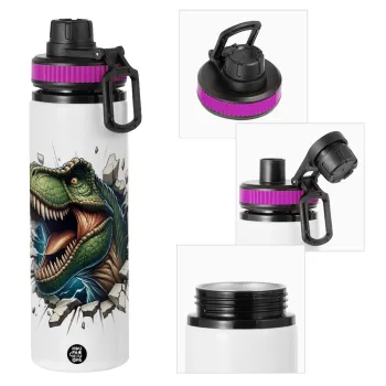 Dinosaur break wall, Metallic water bottle with safety lid, 850ml aluminum