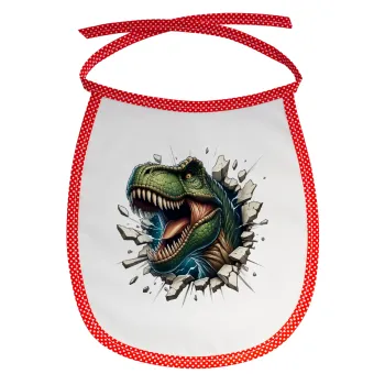 Dinosaur break wall, Σαλιάρα μωρού αλέκιαστη με κορδόνι Κόκκινη