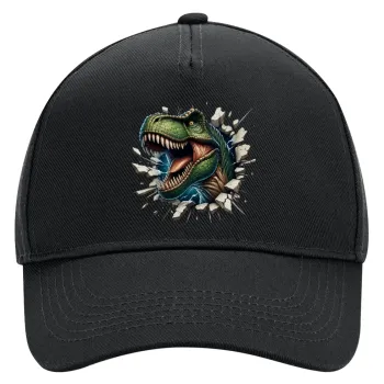 Dinosaur break wall, Adult Ultimate Hat BLACK, (100% COTTON DRILL, ADULT, UNISEX, ONE SIZE)