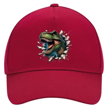 Dinosaur break wall, Καπέλο Ενηλίκων Ultimate ΚΟΚΚΙΝΟ, (100% ΒΑΜΒΑΚΕΡΟ DRILL, ΕΝΗΛΙΚΩΝ, UNISEX, ONE SIZE)