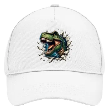 Dinosaur break wall, Καπέλο Ενηλίκων Baseball, Drill, Λευκό (100% ΒΑΜΒΑΚΕΡΟ, ΕΝΗΛΙΚΩΝ, UNISEX, ONE SIZE)