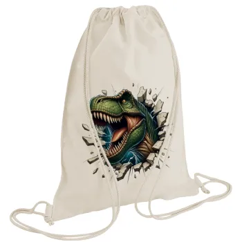 Dinosaur break wall, Τσάντα πλάτης πουγκί GYMBAG natural (28x40cm)
