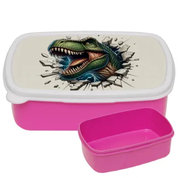 Dinosaur break wall, ΡΟΖ παιδικό δοχείο φαγητού (lunchbox) πλαστικό (BPA-FREE) Lunch Βox M18 x Π13 x Υ6cm