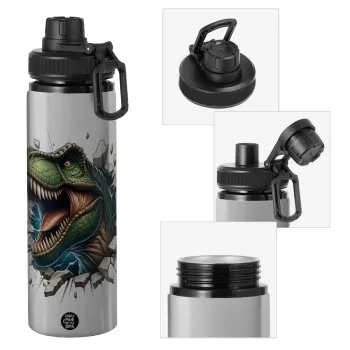 Dinosaur break wall, Metallic water bottle with safety cap, 850ml aluminum