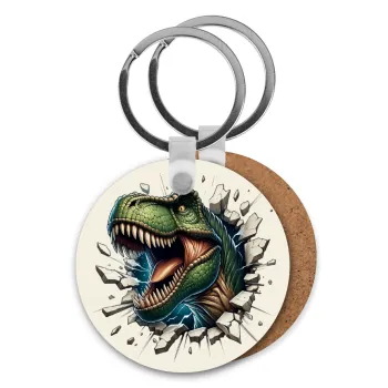 Dinosaur break wall, Μπρελόκ Ξύλινο στρογγυλό MDF Φ5cm