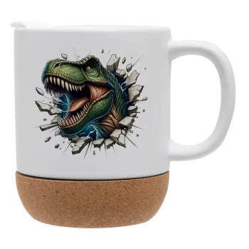 Dinosaur break wall, Ceramic coffee mug Cork (MAT), 330ml