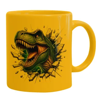 Dinosaur break wall, Κούπα, κεραμική κίτρινη, 330ml