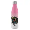 Metal mug thermos Pink/White (Stainless steel), double wall, 500ml