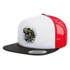 Adult Foam Flat Snapback with Mesh Black-White-Red (POLYESTER, ADULT, UNISEX, ONE SIZE)