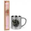 Easter Set, metallic thermal cup (300ml) & aromatic flat Easter candle (30cm) (PINK)