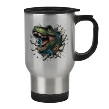 Dinosaur break wall, Stainless steel travel mug with lid, double wall 450ml