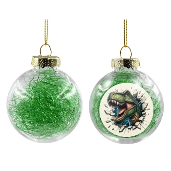 Dinosaur break wall, Transparent Christmas tree ball ornament with green filling 8cm