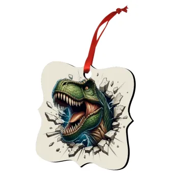 Dinosaur break wall, Christmas ornament polygon wooden 7.5cm