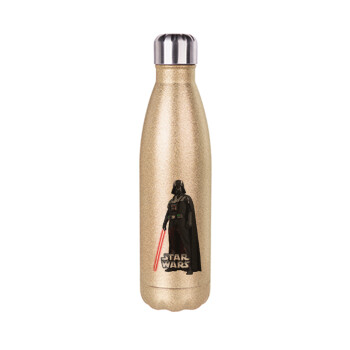 Darth vader, Glitter gold stainless steel thermos bottle, double-walled, 500ml