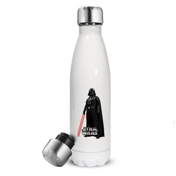 Darth vader, Μεταλλικό παγούρι θερμός Λευκό (Stainless steel), διπλού τοιχώματος, 500ml