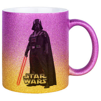 Darth vader, Κούπα Χρυσή/Ροζ Glitter, κεραμική, 330ml