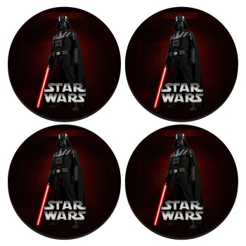 Darth vader, ΣΕΤ 4 Σουβέρ ξύλινα στρογγυλά (9cm)