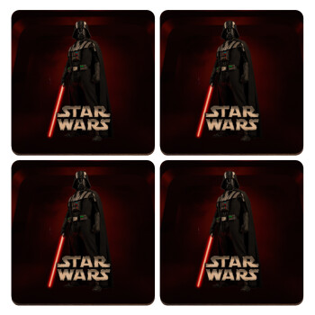 Darth vader, ΣΕΤ x4 Σουβέρ ξύλινα τετράγωνα plywood (9cm)