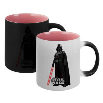 Darth vader, Κούπα Μαγική εσωτερικό ΡΟΖ, κεραμική 330ml που αλλάζει χρώμα με το ζεστό ρόφημα