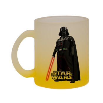 Darth vader, Κούπα γυάλινη δίχρωμη με βάση το κίτρινο ματ, 330ml