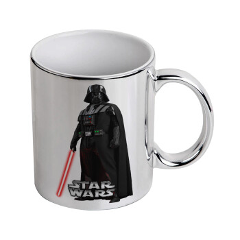 Darth vader, Mug ceramic, silver mirror, 330ml