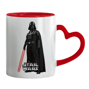 Darth vader, Mug heart red handle, ceramic, 330ml