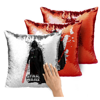 Darth vader, Μαξιλάρι καναπέ Μαγικό Κόκκινο με πούλιες 40x40cm περιέχεται το γέμισμα
