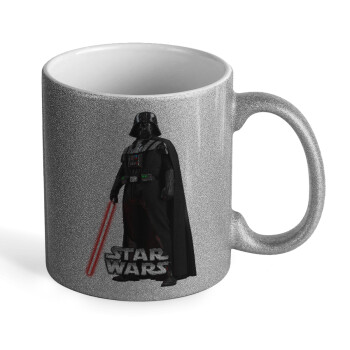 Darth vader, Κούπα Ασημένια Glitter που γυαλίζει, κεραμική, 330ml