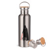 Stainless steel Silver with wooden lid (bamboo), double wall, 750ml