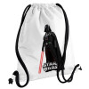 Backpack pouch GYMBAG white, with pocket (40x48cm) & thick cords