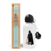 Easter Set, metallic aluminum water bottle (500ml) & scented flat candle (30cm) (TURQUOISE)