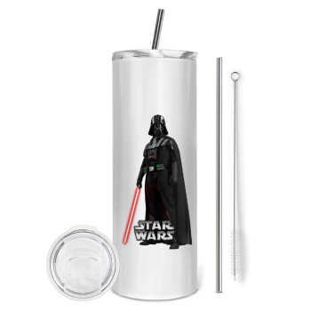 Darth vader, Eco friendly stainless steel tumbler 600ml, with metal straw & cleaning brush
