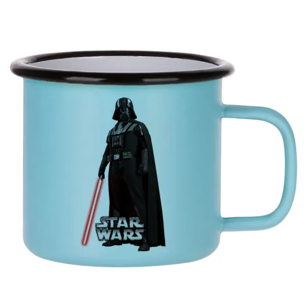 Darth vader — Metal enamel mug, matte light blue, 360ml
