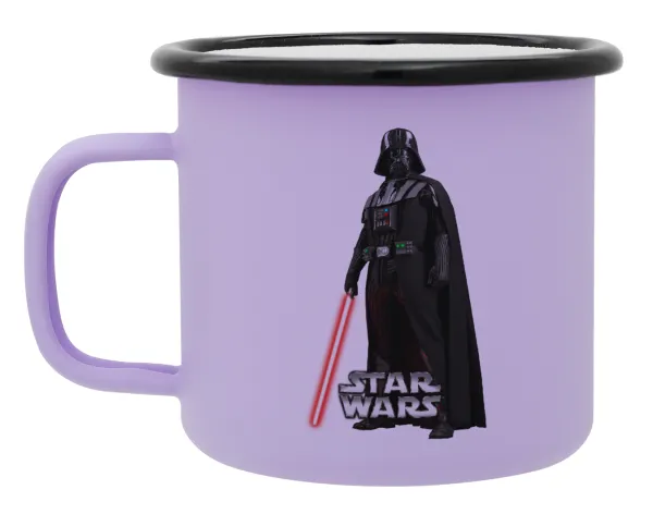 Darth vader — Metal enamel mug, matte light pastel purple, 360ml