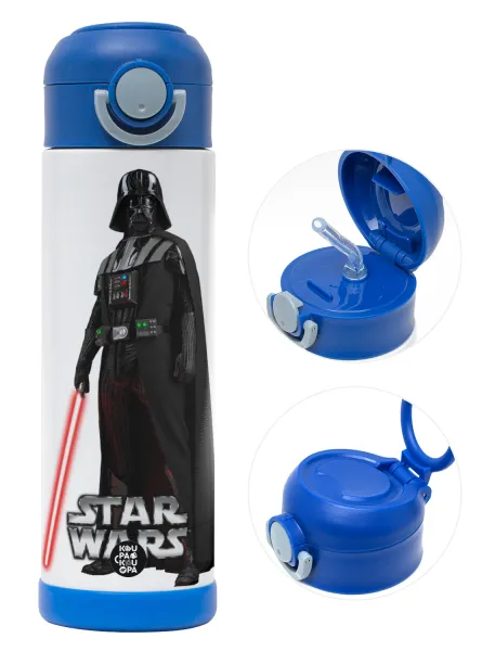 Darth vader — Παιδικό παγούρι θερμό, ανοξείδωτο, με καλαμάκι ασφαλείας, ΜΠΛΕ (500ml)