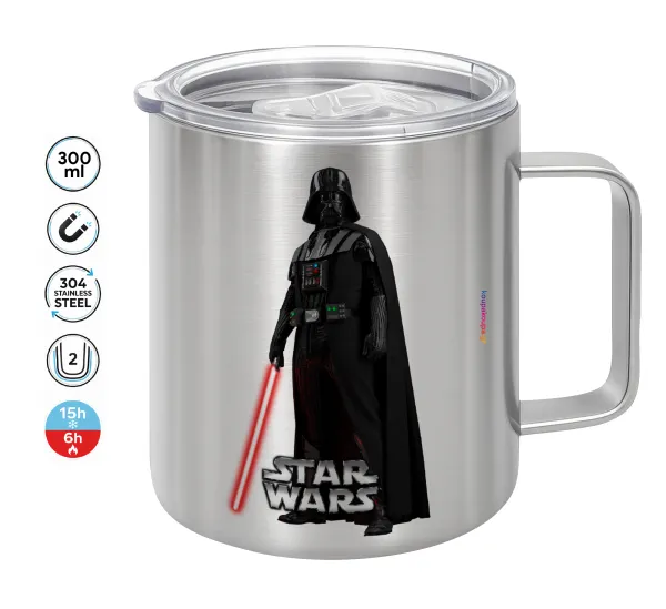 Darth vader — Double-walled stainless steel mug 300ml with temperature-retaining lid