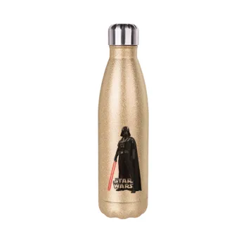 Darth vader, Glitter gold stainless steel thermos bottle, double-walled, 500ml