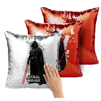 Darth vader, Μαξιλάρι καναπέ Μαγικό Κόκκινο με πούλιες 40x40cm περιέχεται το γέμισμα