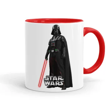 Darth vader, Κούπα χρωματιστή κόκκινη, κεραμική, 330ml